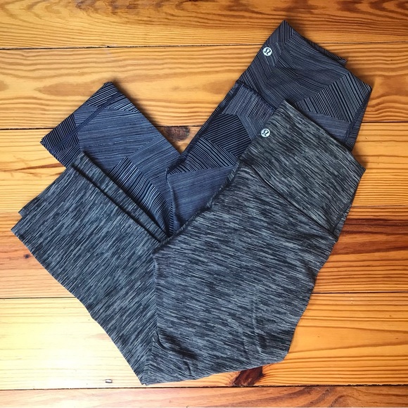 Lululemon Athletica Grey Navy Geometric Capris Leggings, EUC, 6 - Picture 2 of 14